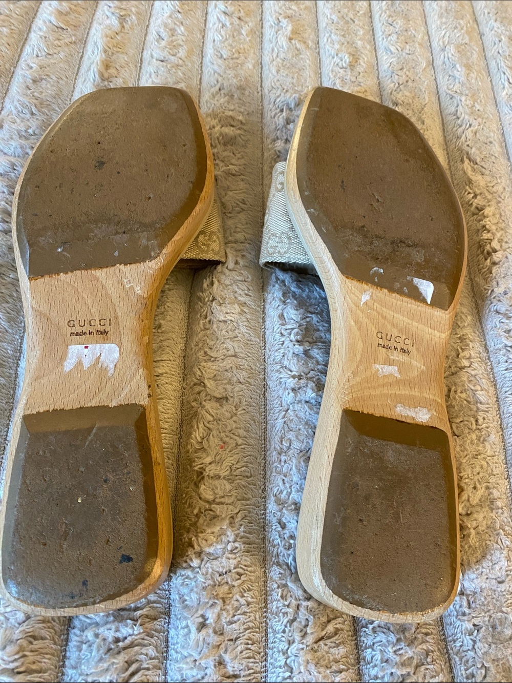 Gucci Cream Beige Jacquard Slide Sandals - Picture 4 of 6